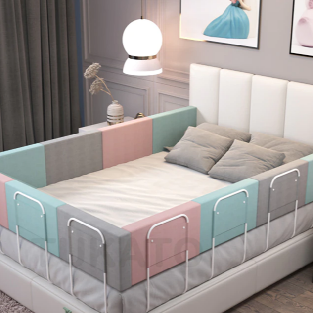 Baby Bed Rail Guard Height Adjustable Anti-collision Guardrail Children's Bed Fence Bed General Soft Gate Crib Rail 1.5/2M Baby Bed Rail Guard Height Adjustable Anti-collision Guardrail Children's Bed Fence Bed General Soft Gate Crib Rail 1.5/2M