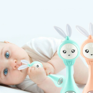 Baby Music Flashing Rattle Toys Rabbit Teether Hand Bells Mobile Infant Stop Weep Tear Rattles Newborn Early Educational Toy 18M